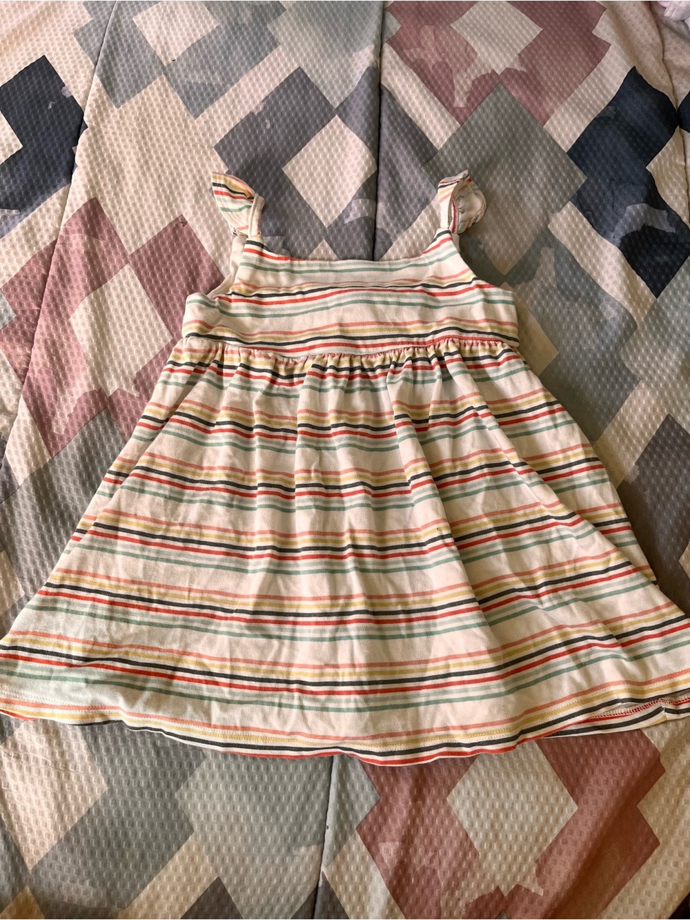 Sigrid Olsen Girls' Striped Sundress in White with Multicolor Stripes